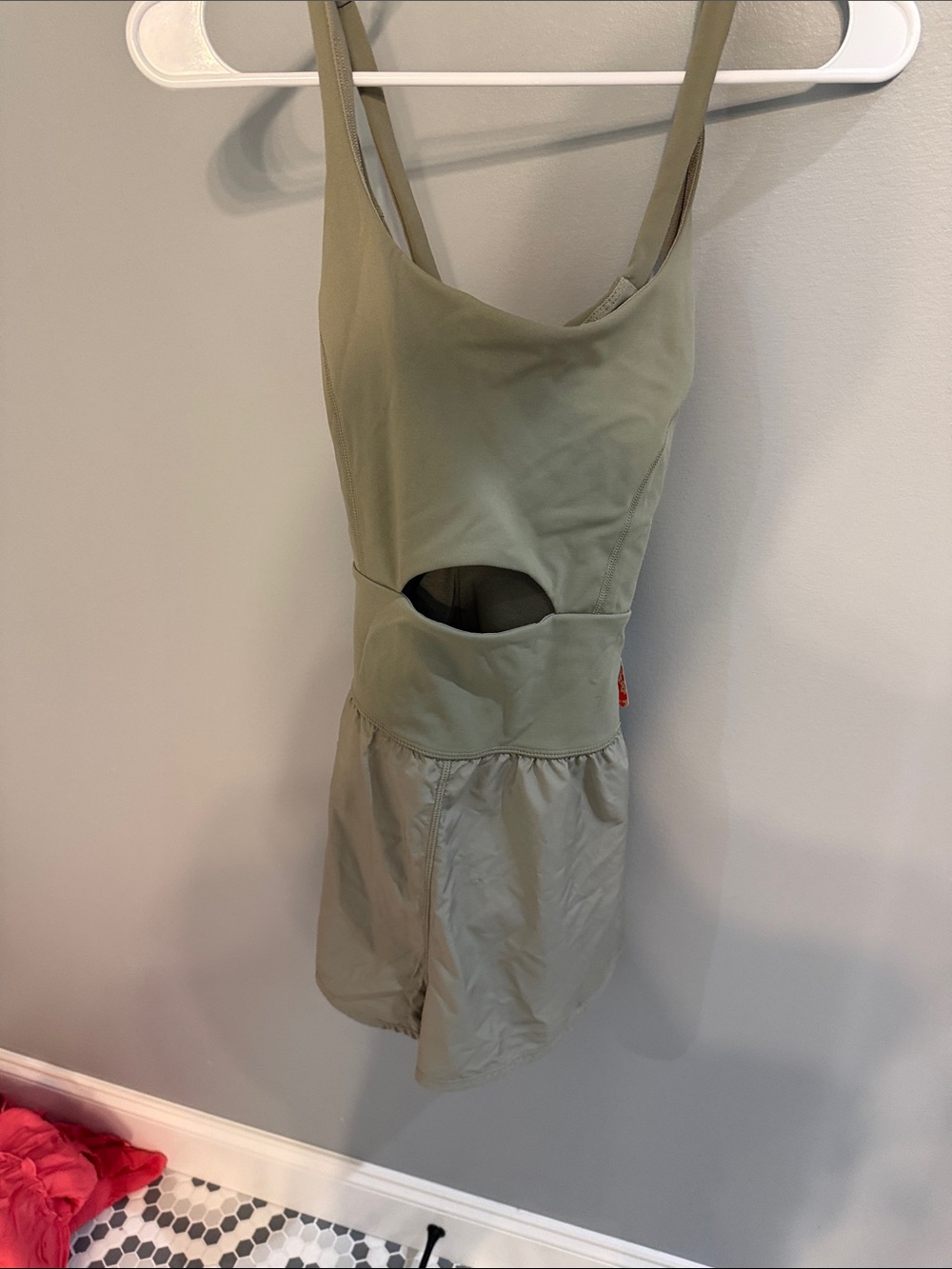 FP Movement by Free People Olive Green Athletic Shorts Romper with Cutout